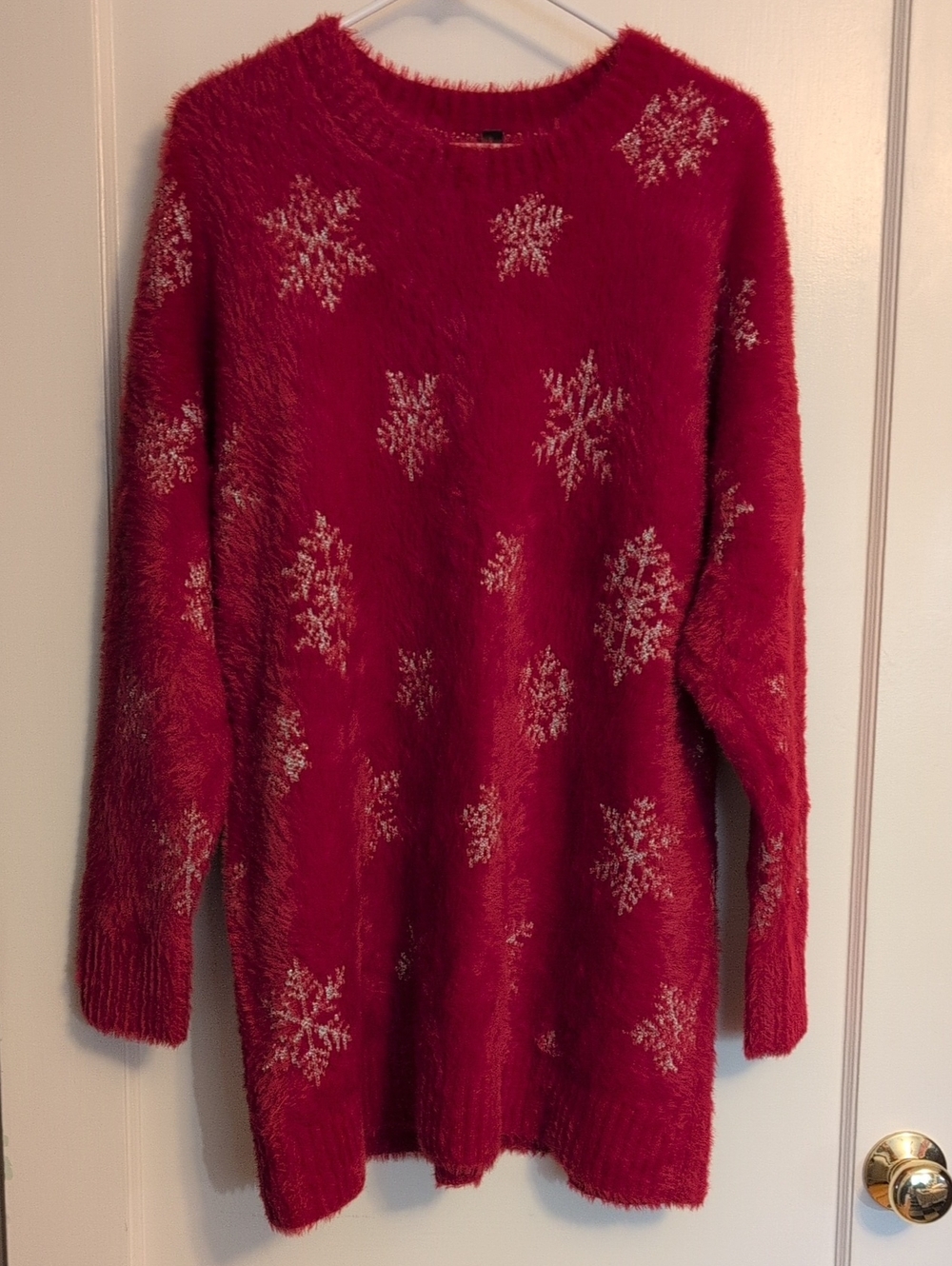 torrid Red Fuzzy Snowflake Crew Sweater